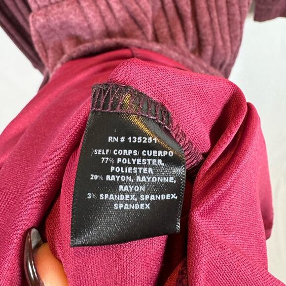 Fraiche By J Tie Front Long Sleeve Mini Sweater Dress In H.burgundy Size Large - Picture 11 of 11